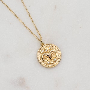 18K Gold Filled Zodiac Horoscope Sign Medallion Necklace