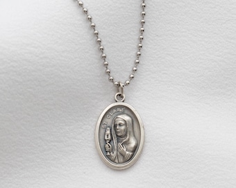 Saint Clare of Assisi Necklace, St Clare Medal, Catholic Patron Saint