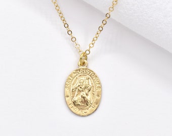 14k Gold Filled St Christopher Necklace