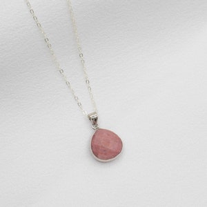 Rhodonite Necklace, Silver Gemstone Necklace