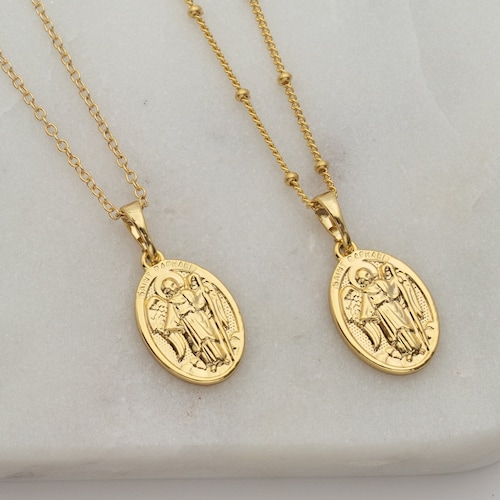 St. Raphael the Archangel Necklace White Gold Filled St. Etsy