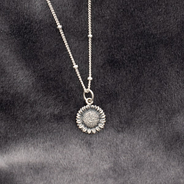 925 Sterling Silver Sun Flower Charm With Siam Red CZ – Fits 3mm European Bracelets - View #5