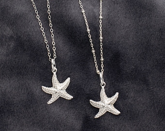 Sterling Silver Starfish Necklace, Summer, Every day, Beach, Wedding, Girlfriend Gift