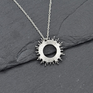 Sun Necklace, Silver Sunburst Necklace, Dainty Sunburst Necklace, Celestial Jewelry