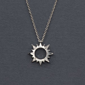 Silver Sun Necklace, Sunburst Necklace, Gift for her