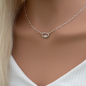 Karabijnhaak bedelhouder hanger 925 sterlingzilveren ketting, lange en korte ketting van figuur 8