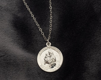 St Anthony 925 Sterling Silver Necklace, layering Necklace, Religious Necklace