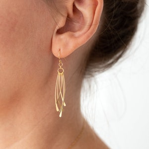 Boucles d'oreilles en or 14 carats, boucles d'oreilles pendantes en or