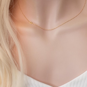 Initial Sideways Necklace, Dainty Initial Personalized Necklace