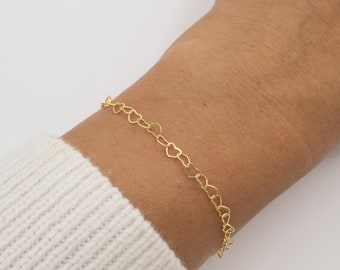 Herz Kettenarmband, Zierliche kleine Herzen Armband, Halskette, Geschenk für Sie