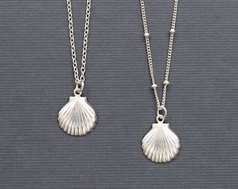 925 Sterling Silver Shell Necklace, Tiny Shell Necklace