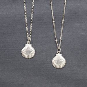 925 Sterling Silver Shell Necklace, Tiny Shell Necklace image 1