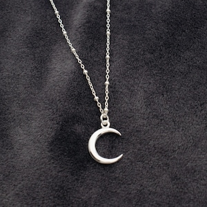 Sterling Silver Crescent Moon Necklace, Layering Necklace, Minimalist Necklace, Gift