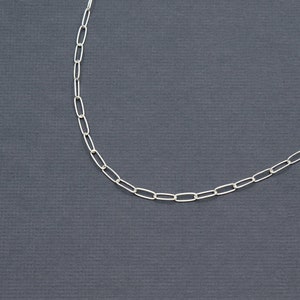 Sterling Silver Link Choker, Elongated Rectangle Chain Necklace