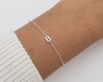 Silver Initial Bracelet, Personalized Bracelet, Layering Bracelet