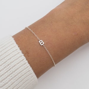 Silver Initial Bracelet, Personalized Bracelet, Layering Bracelet