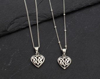 925 Collar de corazón celta de plata de ley