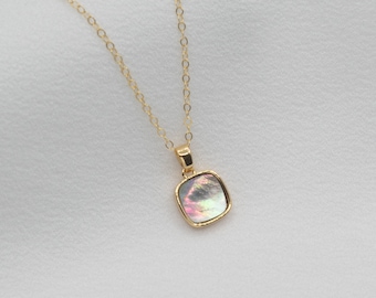 Mother of Pearl Necklace, 18K Gold Filled Mother of Pearl Necklace