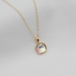 Mother of Pearl Necklace, 18K Gold Filled Mother of Pearl Necklace