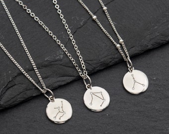 925 Sterling Silber Sternzeichen Halskette, Astrologie Schmuck, Horoskop Halskette