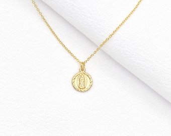 Zierliche Jungfrau Maria Halskette, Gold gefüllte Jungfrau Maria religiöse Halskette, Taufe Halskette