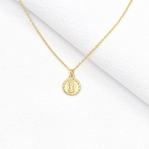 Dainty Virgin Mary Necklace, Gold Filled Virgin Mary Religious Necklace, Baptism Necklace