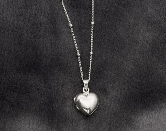 925 Sterling Silver High Polish Heart Locket Necklace