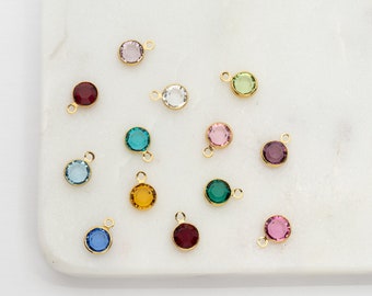 Add a 6mm Swarovski Birthstone European Crystal Charm, Add On for Necklace or Bracelet, Gold, Silver, Rose Gold