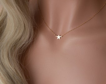 Tiny Star Necklace, Dainty Gold Filled Star Necklace