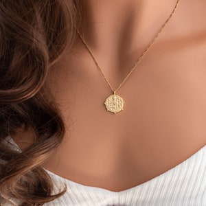 Gold Medallion Necklace, 14K Gold Coin Necklace, Gold Saint Benedict Necklace