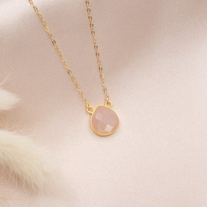 Rose Quartz Stone Gold Necklace