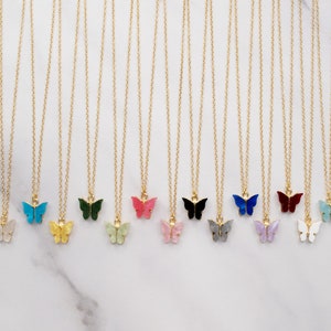 Butterfly Necklace, Tiny Butterfly Gold Necklace, Gold Filled Necklace, You Pick The Color