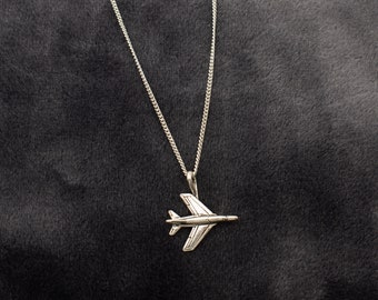 925 sterlingzilveren vliegtuigketting. Cadeau voor reiziger