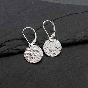 Sterling Silver Hammered Circle Dangles Earrings