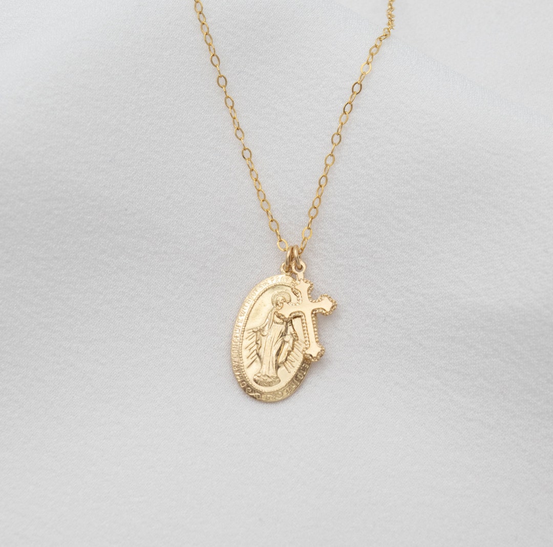 14k Gold Filled Oval Blessed Mother Virgin Mary, Our Lady of Guadalupe ...