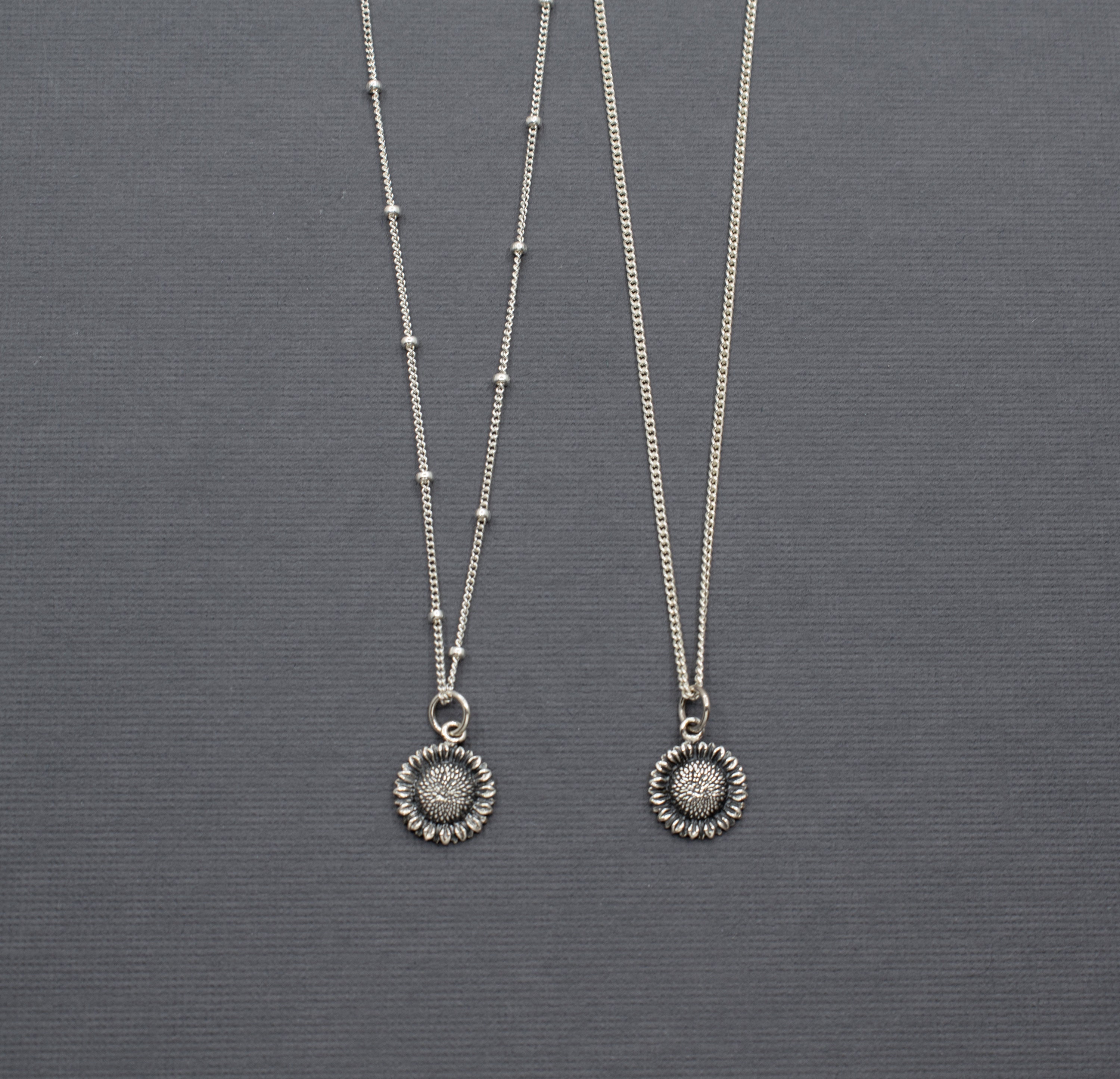 925 Sterling Silver Sunflower Necklace Flower Necklace Etsy