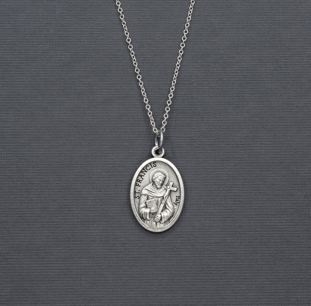 Saint Francis of Assisi Silver Medal Necklace - Etsy