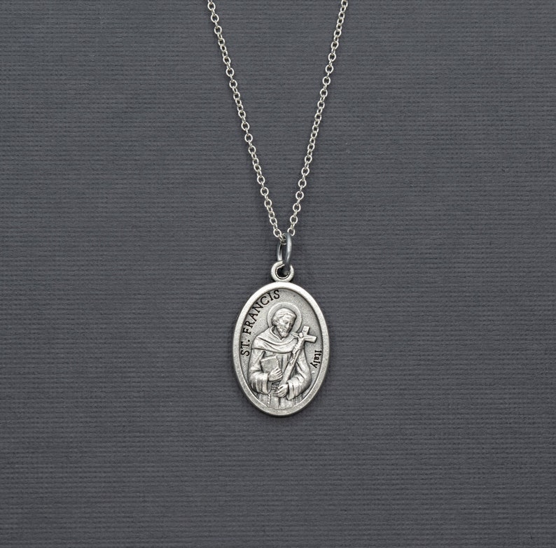Saint Francis of Assisi Silver Medal Necklace - Etsy