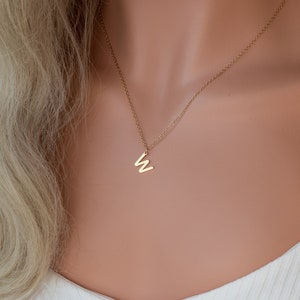 14k Gold Filled Personalized Initial Necklace, Letter Minimalist Alphabet Necklace