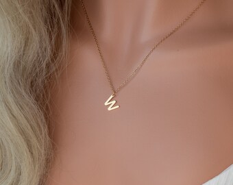 14k Gold Filled Personalized Initial Necklace, Letter Minimalist Alphabet Necklace