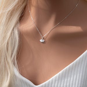 925 Sterling Silver Lotus Flower Necklace, Mini Floral Necklace