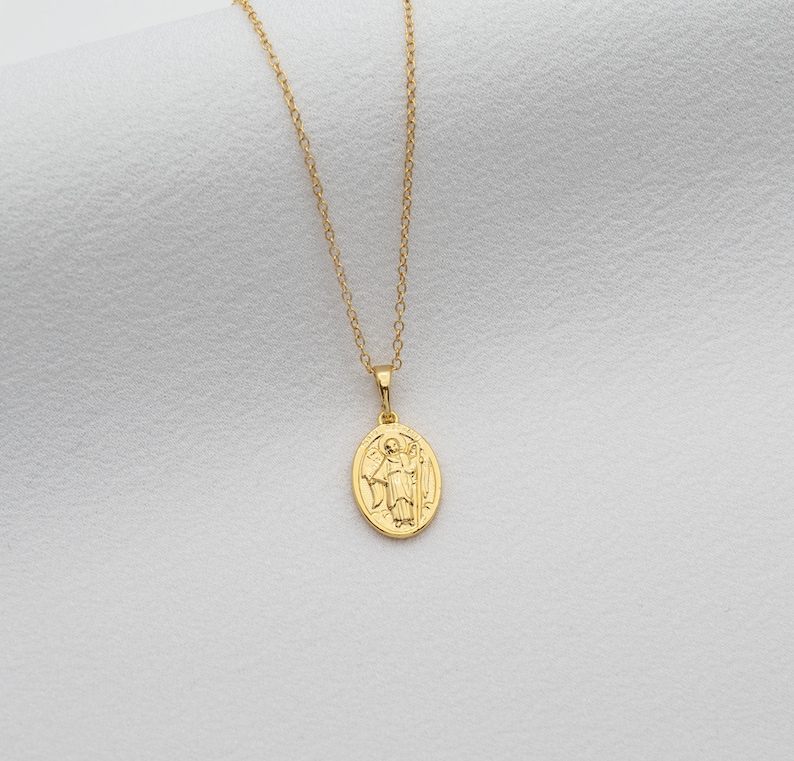 Gold Filled St. Raphael the Archangel Saint Medal Necklace, Catholic Gift image 2