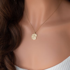 14k Gold Filled Broken Coin Medallion Necklace