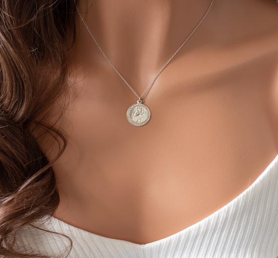 Silverly Collana Ciondolo Argento Sterling Medaglione Semplice Ovale