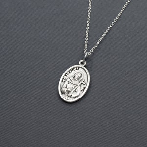 Saint Francis of Assisi Silver Medal Necklace - Etsy