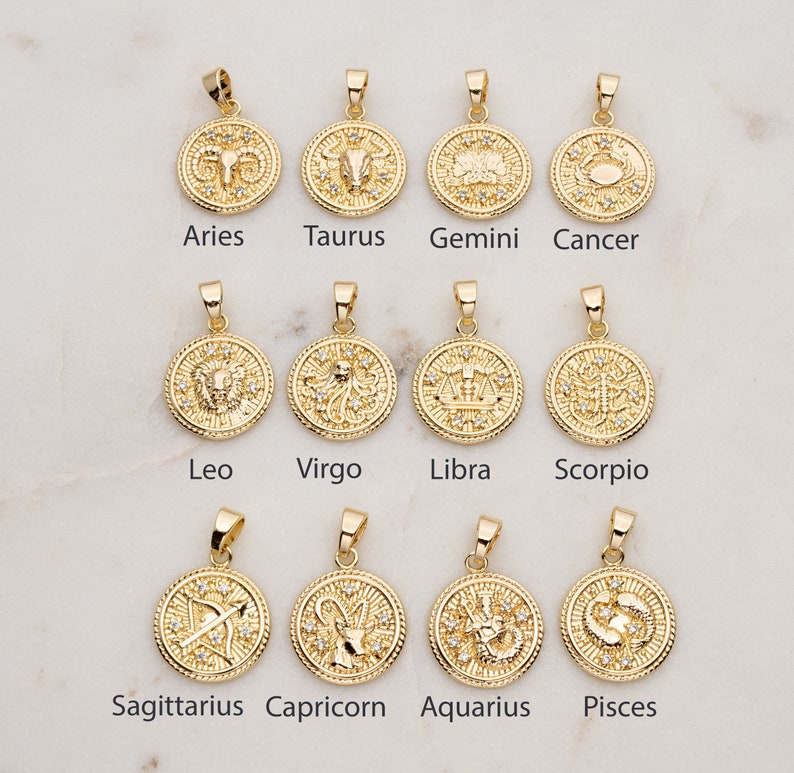 Gold Filled Zodiac Necklace Astrology Jewelry Horoscope Etsy