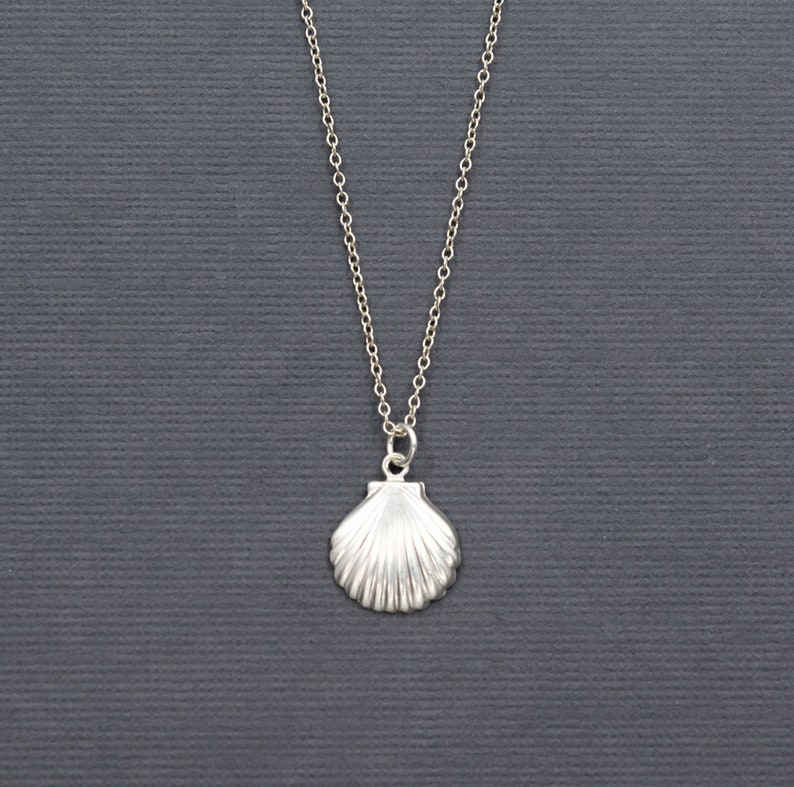 925 Sterling Silver Shell Necklace, Tiny Shell Necklace image 3