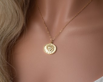 Gold Medusa Halskette, griechische Mythologie Medusa Münze Halskette