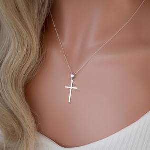 925 Sterling Silver Cross Necklace, Religious Jewelry Gift - Etsy