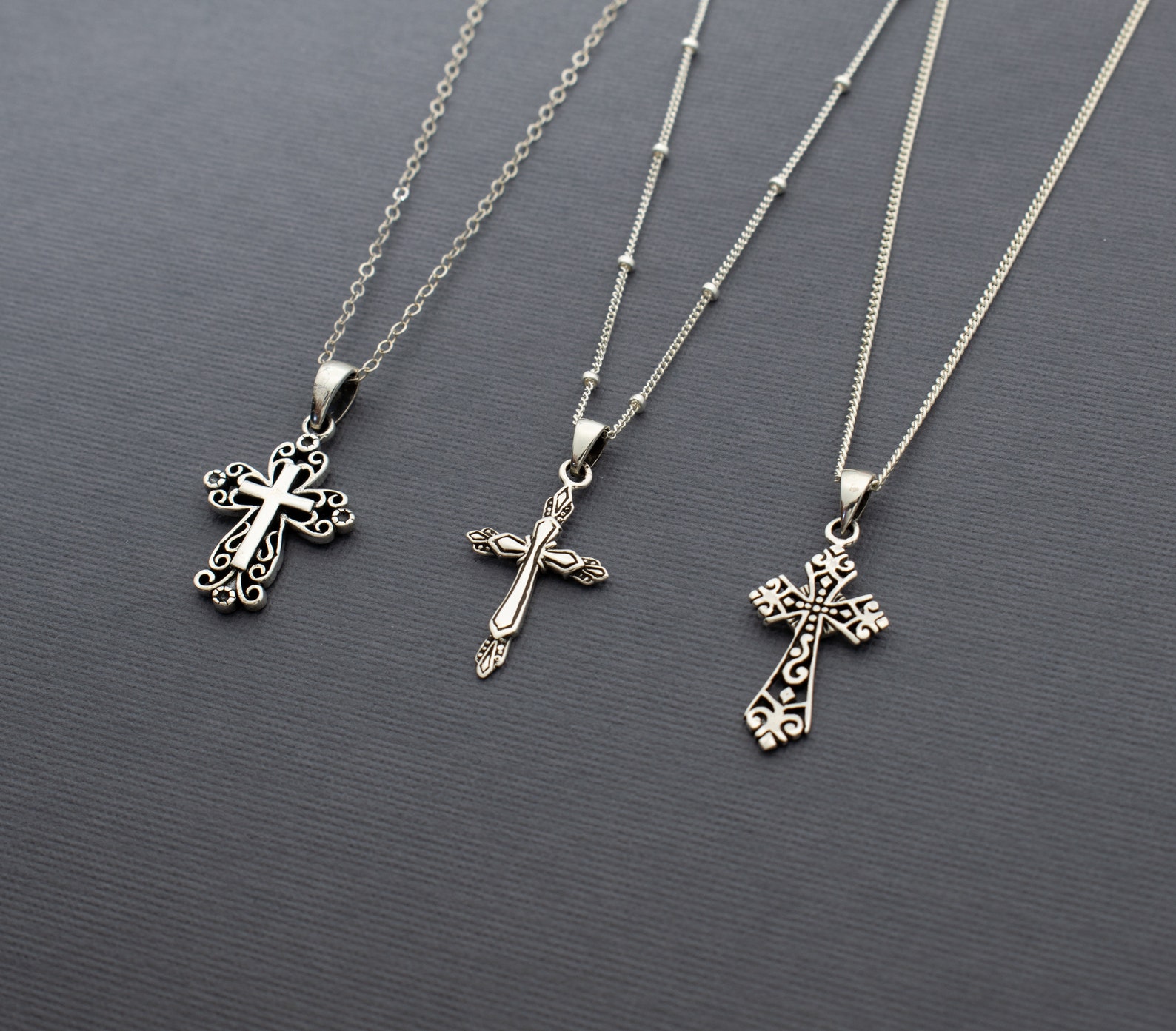 925 Sterling Silver Victorian Cross Necklace - Etsy